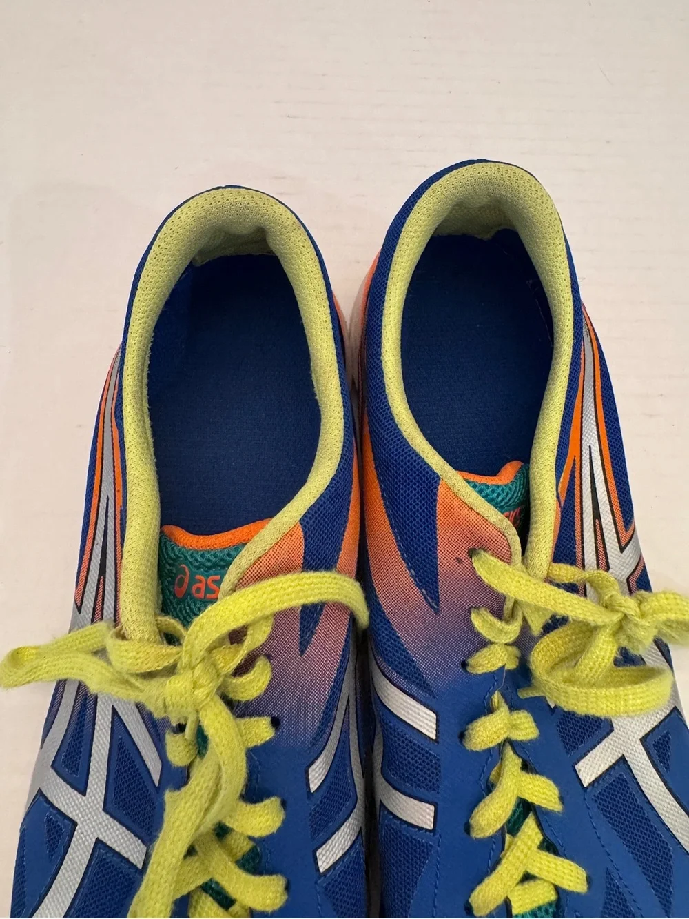 ASICS Mens Gel Hyper Speed 6 Running Shoes Sz 11 Blue Silver Flash Orange Train
